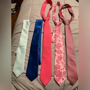 LOT OF 5 Men’s Ties Neckties Mixed Lot Various Brands